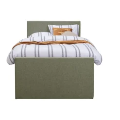 Leen Bakker Boxspring met opbergruimte en voetbord Liv egaal - groen - 120x200cm Clearance
