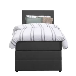 Leen Bakker Boxspring met opbergruimte Liv egaal - antraciet - 90x200 cm Outlet