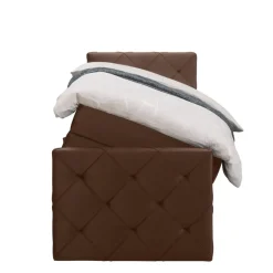 Leen Bakker Boxspring met opbergruimte en voetbord Liv geruit - bruin - 90x200cm New