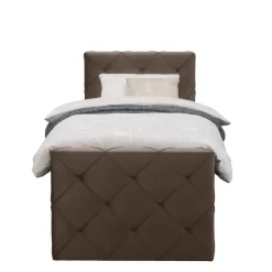 Leen Bakker Boxspring met opbergruimte en voetbord Liv geruit - bruin - 90x200cm New