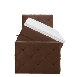 Leen Bakker Boxspring met opbergruimte en voetbord Liv geruit - bruin - 90x200cm New