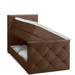 Leen Bakker Boxspring met opbergruimte en voetbord Liv geruit - bruin - 90x200cm New