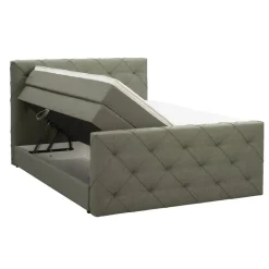 Leen Bakker Boxspring met opbergruimte en voetbord Liv geruit - groen - 180x200cm Online