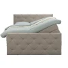 Leen Bakker Boxspring met opbergruimte en voetbord Liv geruit - beige - 140x200cm Discount
