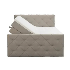 Leen Bakker Boxspring met opbergruimte en voetbord Liv geruit - beige - 140x200cm Discount