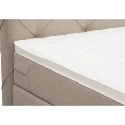 Leen Bakker Boxspring met opbergruimte en voetbord Liv geruit - beige - 140x200cm Discount