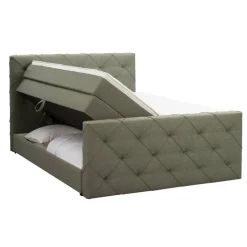 Leen Bakker Boxspring met opbergruimte en voetbord Liv geruit - groen - 140x200cm Hot