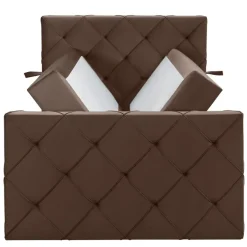 Leen Bakker Boxspring met opbergruimte en voetbord Liv geruit - bruin - 120x200cm Online