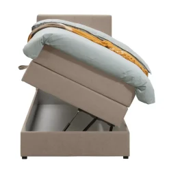 Leen Bakker Boxspring met opbergruimte Liv geblokt - beige - 90x200 cm Discount