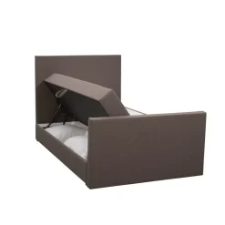 Leen Bakker Boxspring met opbergruimte en voetbord Liv egaal - donkerbruin - 120x200cm Clearance
