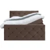 Leen Bakker Boxspring met opbergruimte en voetbord Liv geruit - bruin - 180x200cm Clearance
