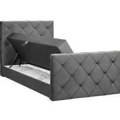 Leen Bakker Boxspring met opbergruimte en voetbord Liv geruit - grijs - 120x200cm Sale