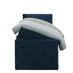 Leen Bakker Boxspring met opbergruimte en voetbord Liv geruit - blauw - 90x200cm Best