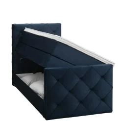 Leen Bakker Boxspring met opbergruimte en voetbord Liv geruit - blauw - 90x200cm Best