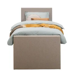 Leen Bakker Boxspring met opbergruimte en voetbord Liv egaal - beige - 90x200cm New