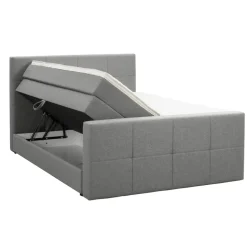 Leen Bakker Boxspring met opbergruimte en voetbord Liv geblokt - lichtgrijs - 180x200cm Hot