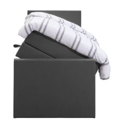 Leen Bakker Boxspring met opbergruimte en voetbord Liv egaal - antraciet - 90x200cm Sale