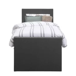 Leen Bakker Boxspring met opbergruimte en voetbord Liv egaal - antraciet - 90x200cm Sale