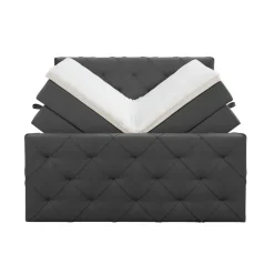 Leen Bakker Boxspring met opbergruimte en voetbord Liv geruit - antraciet - 160x200cm Sale