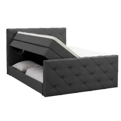 Leen Bakker Boxspring met opbergruimte en voetbord Liv geruit - antraciet - 160x200cm Sale