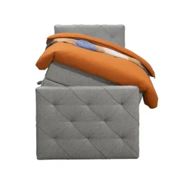 Leen Bakker Boxspring met opbergruimte en voetbord Liv geruit - lichtgrijs - 90x200cm Clearance