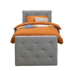 Leen Bakker Boxspring met opbergruimte en voetbord Liv geruit - lichtgrijs - 90x200cm Clearance
