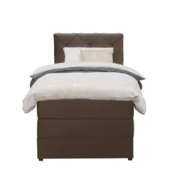 Leen Bakker Boxspring met opbergruimte Liv geruit - bruin - 90x200 cm Outlet