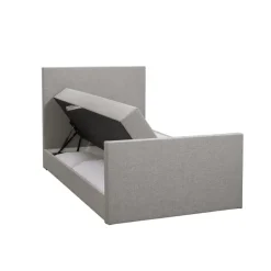 Leen Bakker Boxspring met opbergruimte en voetbord Liv egaal - lichtgrijs - 120x200cm Online