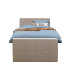 Leen Bakker Boxspring met voetbord Liv geblokt - beige - 120x200 cm - slanke poot Best