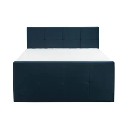 Leen Bakker Boxspring met voetbord Liv geblokt - blauw - 180x200 cm - ronde poot Clearance