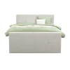 Leen Bakker Boxspring met voetbord Liv geblokt - ecru - 140x200 cm - vierkante poot Sale