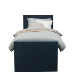 Leen Bakker Boxspring met voetbord Liv egaal - blauw - 90x200 cm - ronde poot Online