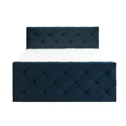 Leen Bakker Boxspring met voetbord Liv geruit - blauw - 180x200 cm - vierkante poot Hot