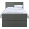 Leen Bakker Boxspring met voetbord Liv geblokt - grijs - 120x200 cm - slanke poot Discount