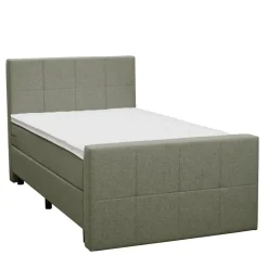 Leen Bakker Boxspring met voetbord Liv geblokt - groen - 120x200 cm - ronde poot