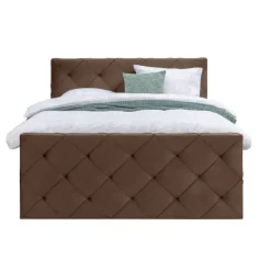 Leen Bakker Boxspring met voetbord Liv geruit - bruin - 180x200 cm - slanke poot Hot