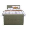 Leen Bakker Boxspring met voetbord Liv geblokt - groen - 120x200 cm - slanke poot Clearance