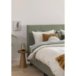 Leen Bakker Boxspring met voetbord Liv geblokt - groen - 120x200 cm - slanke poot Clearance