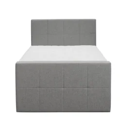 Leen Bakker Boxspring met voetbord Liv geblokt - lichtgrijs - 120x200 cm - vierkante poot Clearance