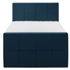 Leen Bakker Boxspring met voetbord Liv geblokt - blauw - 120x200 cm - ronde poot