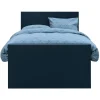 Leen Bakker Boxspring met voetbord Liv egaal - blauw - 120x200 cm - slanke poot Clearance