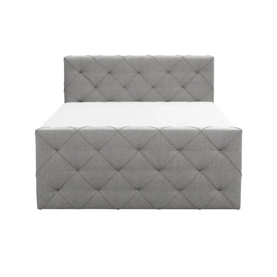 Leen Bakker Boxspring met voetbord Liv geruit - lichtgrijs - 160x200 cm - vierkante poot Discount