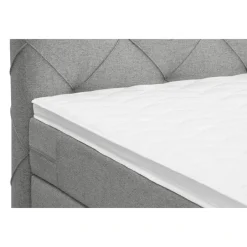 Leen Bakker Boxspring met voetbord Liv geruit - lichtgrijs - 160x200 cm - vierkante poot Discount