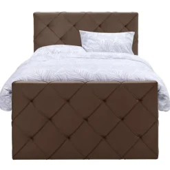 Leen Bakker Boxspring met voetbord Liv geruit - bruin - 120x200 cm - ronde poot New
