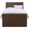Leen Bakker Boxspring met voetbord Liv geblokt - bruin - 120x200 cm - vierkante poot Hot