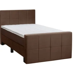 Leen Bakker Boxspring met voetbord Liv geblokt - bruin - 120x200 cm - vierkante poot Hot