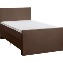 Leen Bakker Boxspring met voetbord Liv egaal - bruin - 120x200 cm - slanke poot