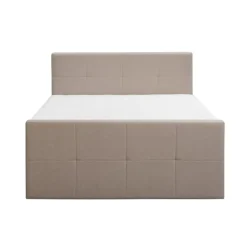 Leen Bakker Boxspring met voetbord Liv geblokt - beige - 180x200 cm - vierkante poot Clearance