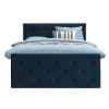 Leen Bakker Boxspring met voetbord Liv geruit - blauw - 180x200 cm - ronde poot New