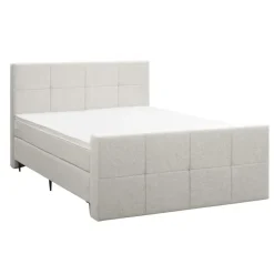 Leen Bakker Boxspring met voetbord Liv geblokt - ecru - 160x200 cm - slanke poot Online